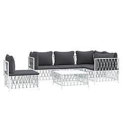 Avis Maison Chic Salon de jardin 6 pcs avec coussins - Table et chaises d'extérieur - Mobilier/Meubles de jardin Moderne blanc acier -MN46908