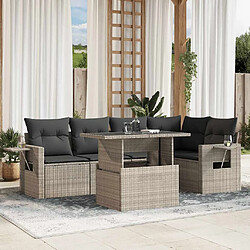 vidaXL Salon de jardin 6 pcs avec coussins gris clair résine tressée