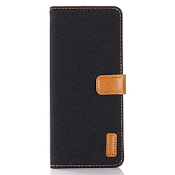 Etui en PU Tissu Jeans avec support noir pour votre Sony Xperia 10 III