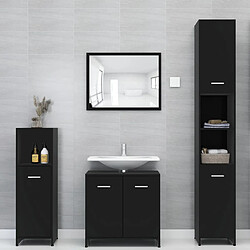 Avis Maison Chic Ensemble de 3 meubles de salle de bain,Armoire rangement + miroir Noir Aggloméré -MN71461