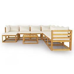 Avis Maison Chic Salon de jardin 9 pcs - Table et chaises d'extérieur - Mobilier/Meubles de jardin Moderne avec coussin Crème Bois d'acacia solide -MN78497