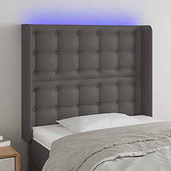 Maison Chic Tête de lit scandinave à LED,meuble de chambre Gris 83x16x118/128 cm Similicuir -MN99427