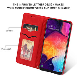 Wewoo Housse Coque Étui en cuir avec rabat horizontal magnétique Business Skin Feel rétro pour Samsung Galaxy A50 rouge