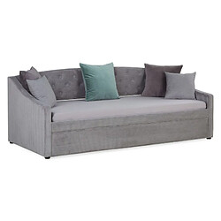 Homestyle4U Canapé lit Côtelé gris 2 Places 90x200