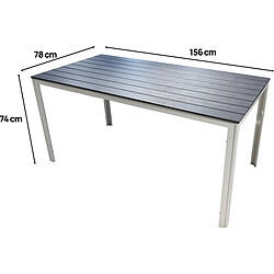 Avis Habitat Et Jardin Table de jardin avec lattes en plastique Majorque 156 x 78 x 74 cm - Gris