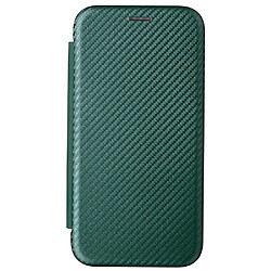 Coque en TPU + PU texture en fibre de carbone avec support vert pour votre Xiaomi 12 Pro