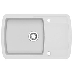 vidaXL Évier de cuisine Granit Seul lavabo Blanc