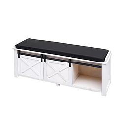 Avis Mendler Banc avec compartiments de rangement HWC-H53, rembourré, métal, bois massif, aspect shabby 43x102x33cm ~ blanc