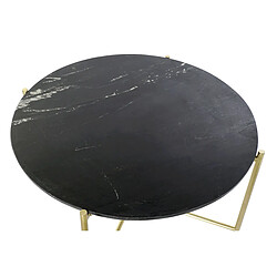 Acheter Pegane Table basse, table de salon ronde en fer doré et marbre noir - diamètre 81 x Hauteur 44 cm