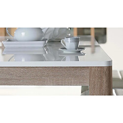 Acheter Meubletmoi Table de repas extensible 160/206 cm plateau blanc et bois - ALEXIANE