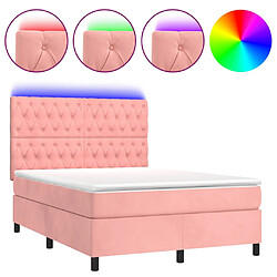 vidaXL Sommier à lattes de lit matelas et LED Rose 140x190 cm Velours