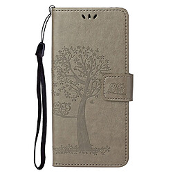 Etui en PU motif hibou et arbre avec support, gris pour votre Xiaomi Redmi Note 11 Pro 4G (MediaTek)/Note 11 Pro 5G (Qualcomm)