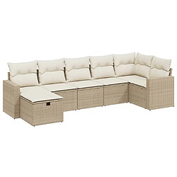 vidaXL Salon de jardin avec coussins 7 pcs beige résine tressée