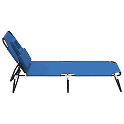 Acheter Maison Chic Chaise longue | Transat Bain de soleil pliante bleu tissu oxford acier enduit de poudre -GKD88802