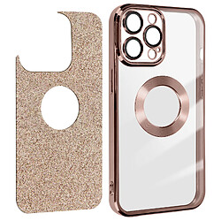 Avizar Coque pour iPhone 12 Pro Max Paillette Amovible Série Protecam Spark Rose Gold