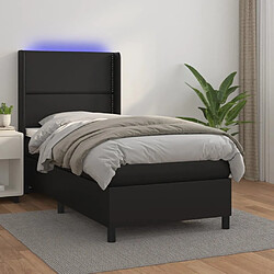 Sommier à lattes et matelas LED,Cadre à lattes de lit pour Adulte Noir 100x200cm Similicuir -MN36613