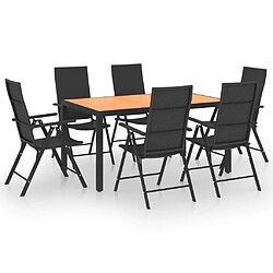 Salle à manger de jardin 7 pcs,Table et chaise à dîner Noir et marron -MN29340