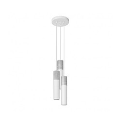 Luminaire Center Suspension Borgio Cluster Acier,béton blanc gris 3 ampoules 110cm