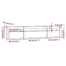 vidaXL Meuble TV avec lumières LED Noir 210x35x40 cm pas cher