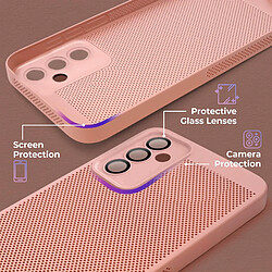 Moozy VentiGuard Coque de téléphone pour Samsung A14, Rose Pastel - Housse Respirante avec Motif Perforé pour Circulation de l'Air, Ventilation, Anti-Surchauffe