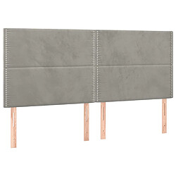 Maison Chic Lot de 4 Têtes de lit design pour chambre - Décoration de lit Gris clair 80x5x78/88 cm Velours -MN68449