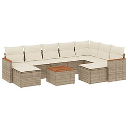 Maison Chic Salon de jardin avec coussins 10 pcs, Ensemble Tables et chaises de jardin, beige résine tressée -GKD700964