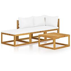 Maison Chic Salon de jardin 4 pcs - Table et chaises d'extérieur - Mobilier/Meubles de jardin Moderne avec coussin Crème Bois d'acacia solide -MN47037