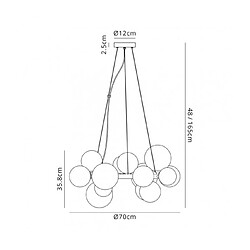 Luminaire Center Suspension 12 ampoules Chrome poli,fumé