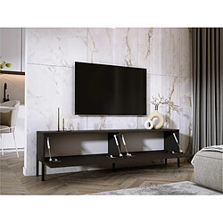 Acheter 3XELIVING Meuble TV en couleur Noir mat / Noir brillant avec pieds droits en noir, D: l : 170 cm, H : 52 cm, P : 32 cm