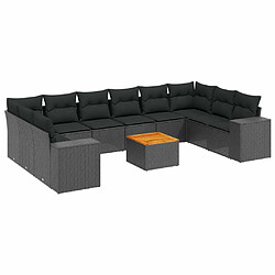 Maison Chic Salon de jardin 11 pcs avec coussins, Ensemble Tables et chaises d'extérieur noir résine tressée -GKD977278