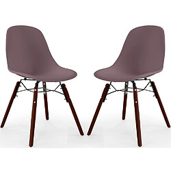 ICONIK INTERIOR Chaises de Salle à Manger - Design Scandinave - Pieds en Bois Sombre - Lot de 2 - Skögur Taupe