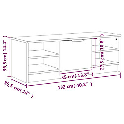 vidaXL Meuble TV Blanc 102x35,5x36,5 cm Bois d'ingénierie pas cher