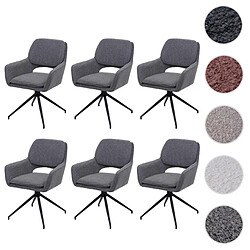 Mendler Lot de 6 chaises de salle à manger HWC-N74, chaise de cuisine, pivotante Auto-Return, tissu Bouclé (540g/m²) Oeko-Tex ~ gris