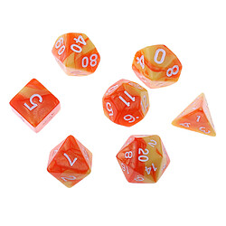 Avis 14pcs Dés Double Couleur Jeux de Rôle Donjons et Dragons D4 D6 D8 D10 D12 D20 Polyédrique Jeu de Dés - Jaune Orange et Rose Rouge Blanc