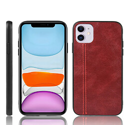 Wewoo Coque Rigide Motif de peau de vache à couture antichoc pour iPhone 11 PC + PU + TPU Rouge