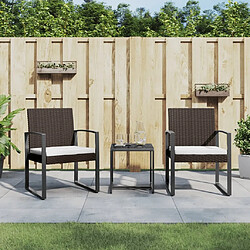 Ensemble salle à manger de jardin 3 pcs avec coussins,Ensemble à dîner d'extérieur marron rotin PP -MN29537