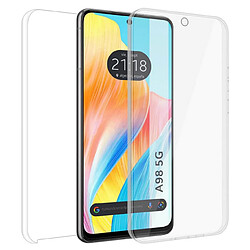 Htdmobiles Coque pour Oppo A98 5G - housse etui silicone gel fine 360 integrale (avant et arriere) + film ecran - TRANSPARENT