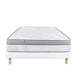 LUXURY LITERIE Ensemble matelas ViscoPlus 160x200 cm + sommier blanc ep 13cm