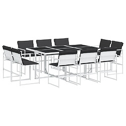 vidaXL Ensemble à manger de jardin avec coussins 11pcs blanc textilène