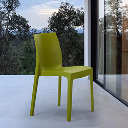 22 Chaises Rome Grand Soleil en polypropylène empilables pour bar et café, Couleur: Anis vert