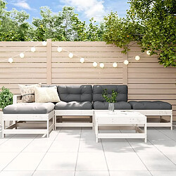 Maison Chic Salon de jardin 6 pcs + coussins - Mobilier/Meubles de jardin - Table et chaises d'extérieur blanc bois massif -MN61093