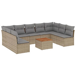 vidaXL Salon de jardin et coussins 10 pcs mélange beige résine tressée