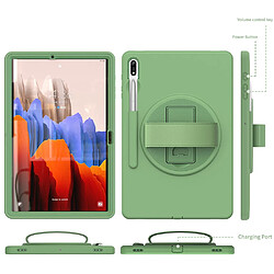 Coque en TPU hybride avec béquille rotative à 360° et porte-stylo vert pour votre Samsung Galaxy Tab S7 Plus T970/T975