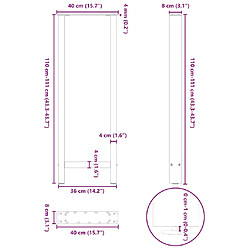 vidaXL Pieds de table basse blanc 2 pcs 40x(110-111) cm acier pas cher