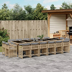 vidaXL Ensemble à manger de jardin et coussins 17 pcs mélange beige