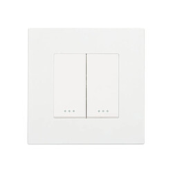 Ledkia Interrupteur Double Bouton-Poussoir avec Cadre PC Modern Blanc