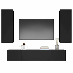 Acheter Maison Chic Ensemble de meubles TV 4 pcs | Banc TV Moderne pour salon | Meuble de Rangement - Noir Bois d'ingénierie -MN97640