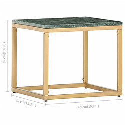 vidaXL Table basse Vert 40x40x35 cm Pierre véritable et texture marbre pas cher