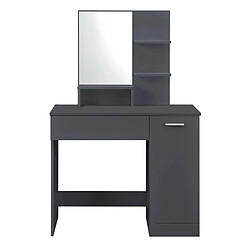 Avis Helloshop26 Coiffeuse design avec miroir tiroir étagères commode de coiffure 138 cm gris foncé 03_0005027