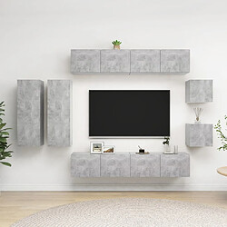 vidaXL Ensemble de meubles TV 8 pcs Gris béton Bois d'ingénierie